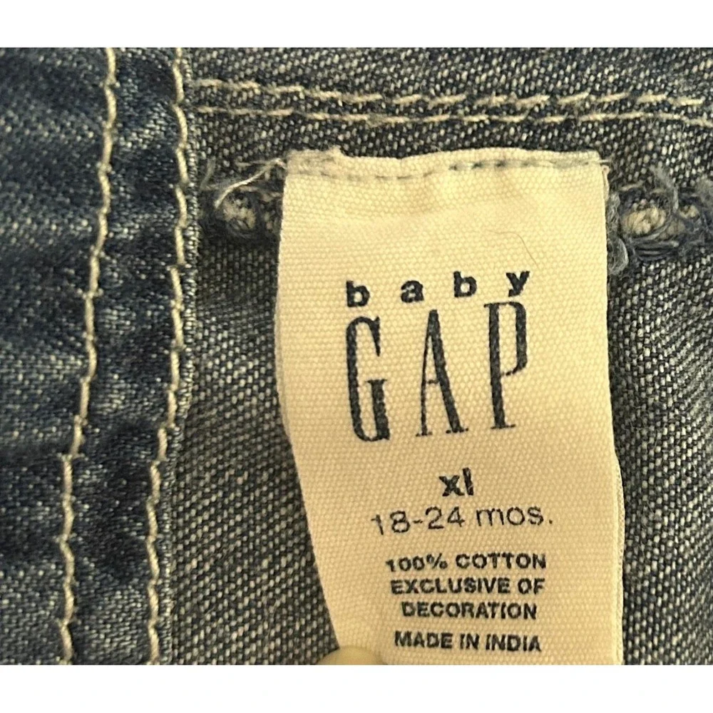 VTG 90s Baby Gap Denim Overalls Girls 18-24 Month Embroidered Patchwork Bibs Y2K